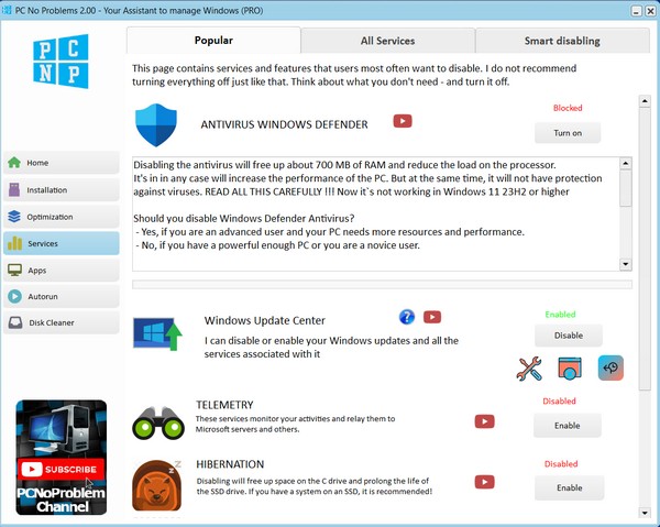 Disable antivirus