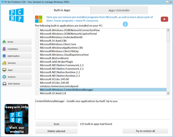 Remove built-in apps