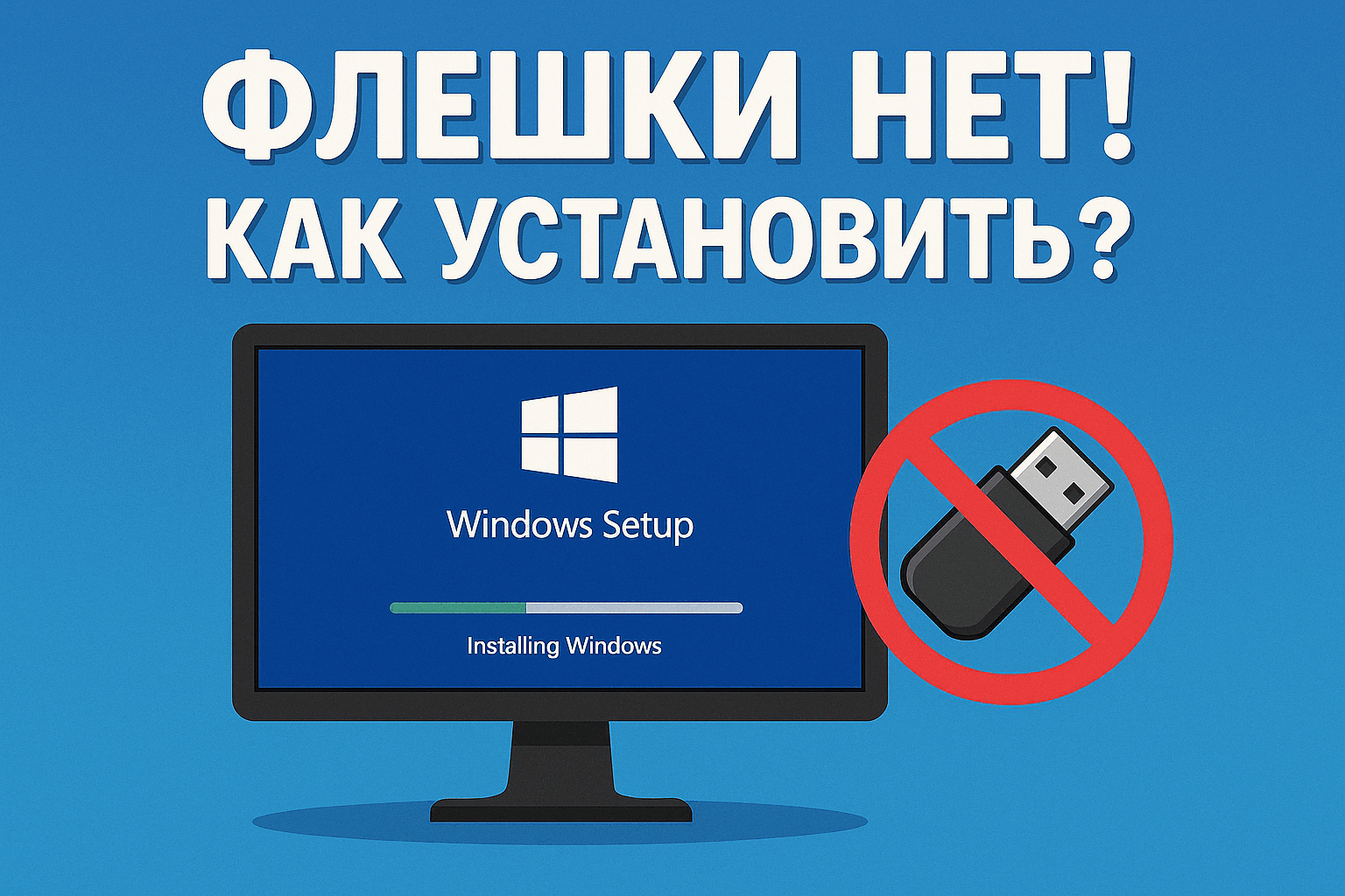 Как установить windows, не имея флешки - обложка